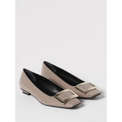Belle Vivier Patent Leather Ballerinas Dove Grey