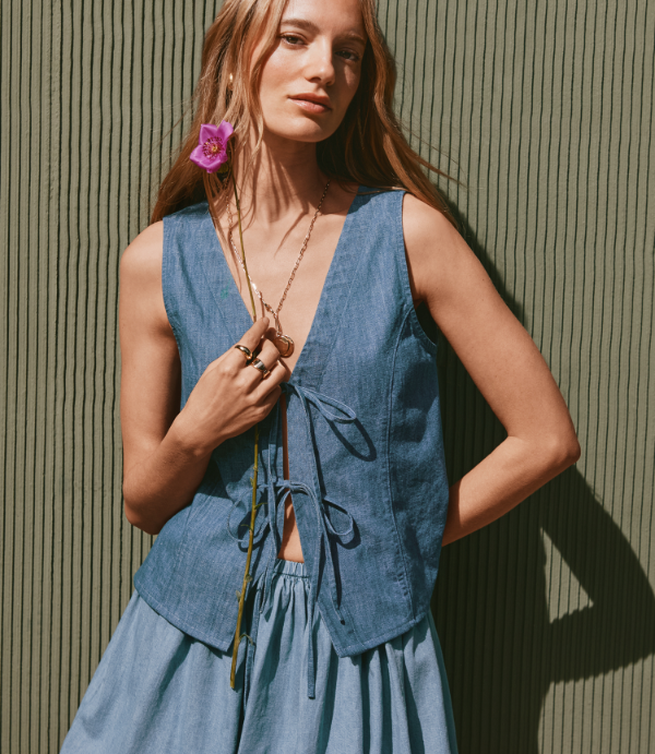Chambray Bow Vest Top