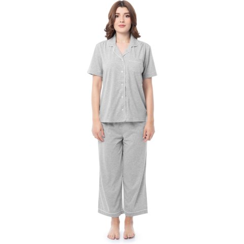Women s Pipped Button Down Sleep Set