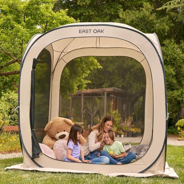 East Oak Pop Up Screen Tent 6x6 FT Mosquito Net Beige