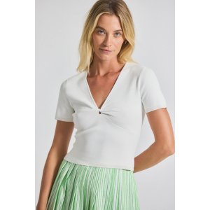 DEREK LAM$40 off $200Belle Twist Front Viscose Sweater Blanc de Blanc