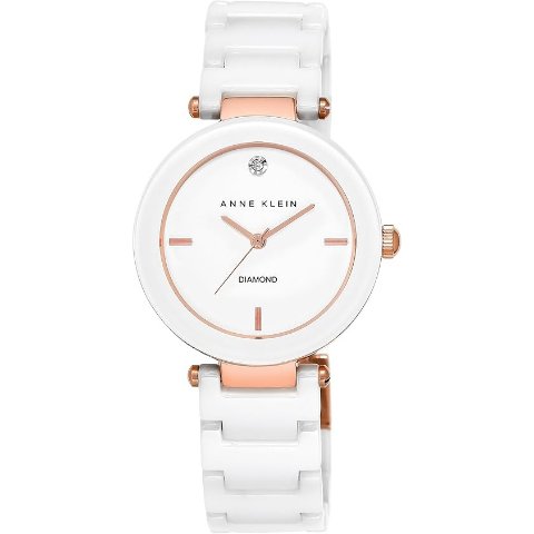 Anne Klein 黑色陶瓷手表 钻石点缀