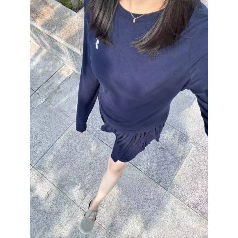Ralph Lauren 女童百褶裙罗纹连衣裙
