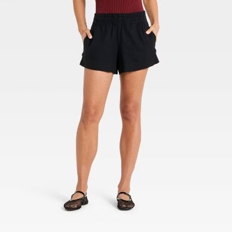 A New Day Women s Linen Pull-On Shorts Black M