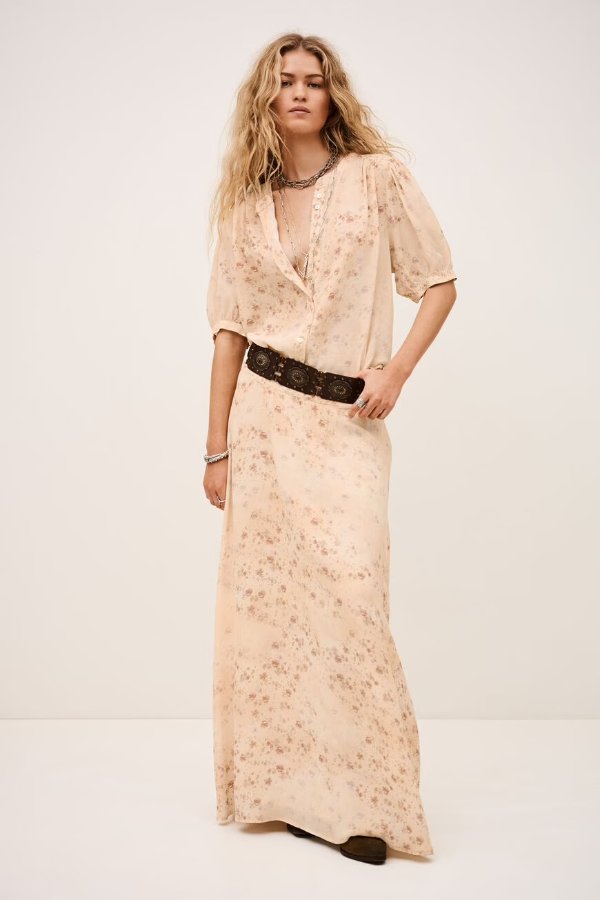  Nattalina Patterned Maxi Skirt Off-White