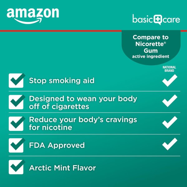 Amazon Basic Care 戒烟口香糖 4mg 220粒 薄荷味