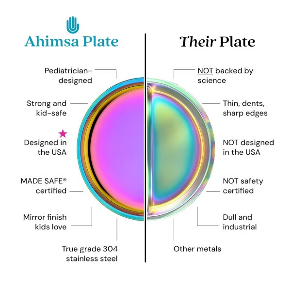Ahimsa 儿童不锈钢分隔餐盘 彩虹
