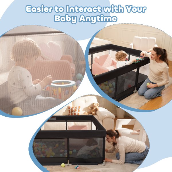 Babyeap Baby Playpen 50"x50" Black