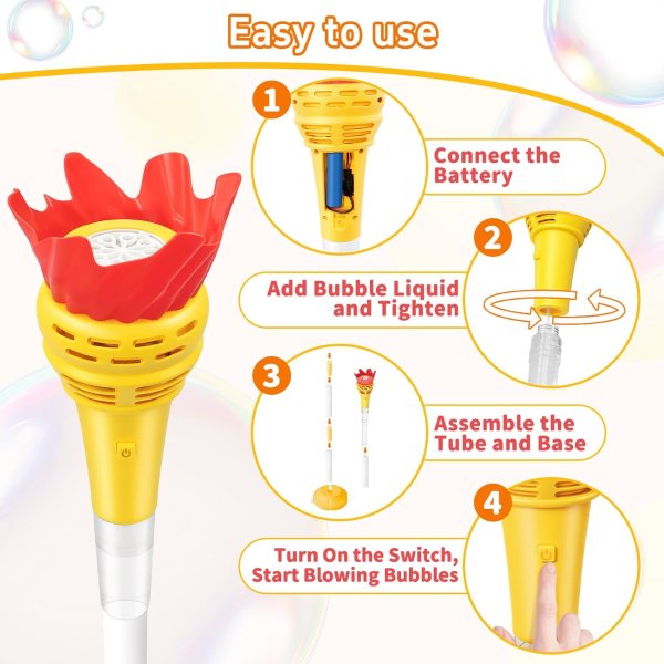 Infowush Kids Bubble Machine with Light Adjustable Height