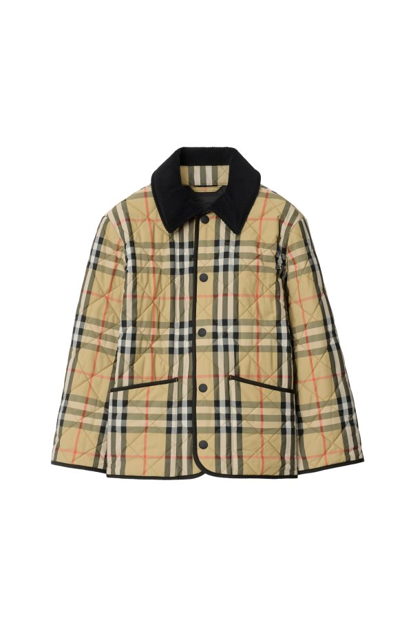 Check Quilted Nylon Barn Jacket Men
