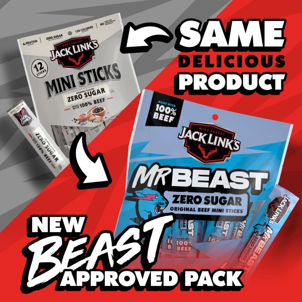 MrBeast Mini Beef Jerky Sticks 12 Pack Zero Sugar