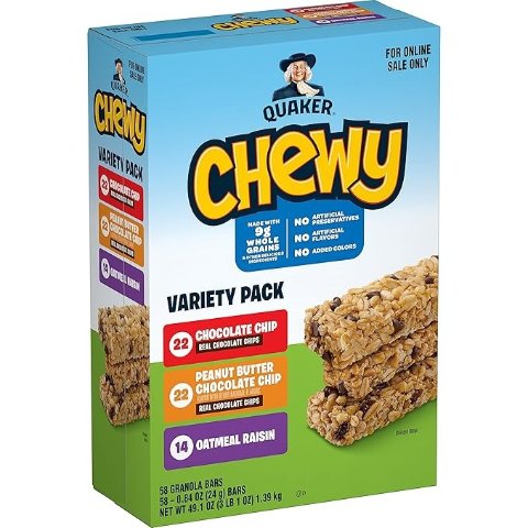  Chewy Granola Bars 3 Flavor 58 Pack