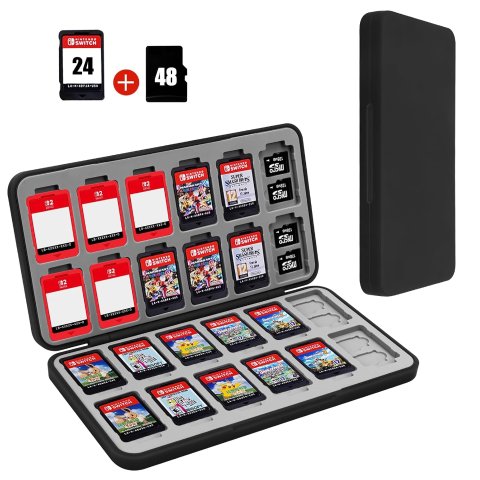 FYY Switch 2 Hard Shell Game Card Case 24 Slots Black