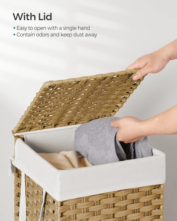 ULCB165N01 Synthetic Rattan Laundry Hamper 65L Yellow