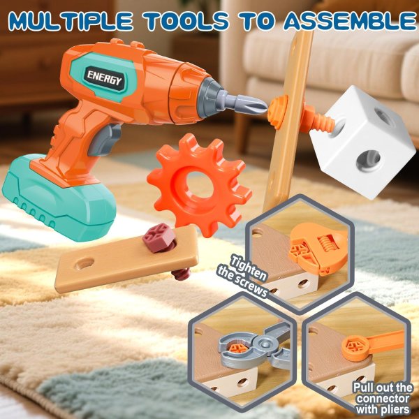 VEAIS Kids Tool Set with Drill 120 Pieces