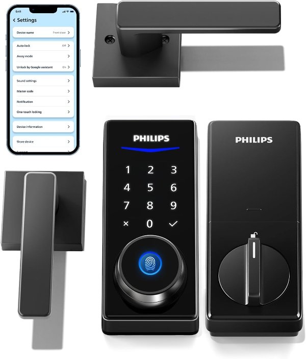 Smart Door Lock with Handle Fingerprint Unlock