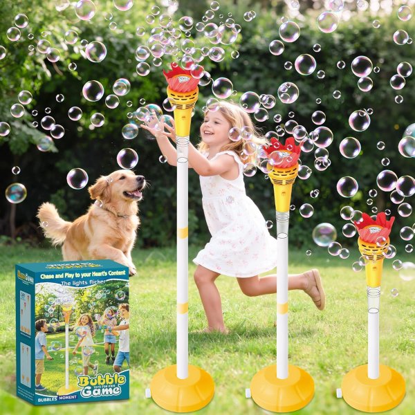 Infowush Kids Bubble Machine with Light Adjustable Height