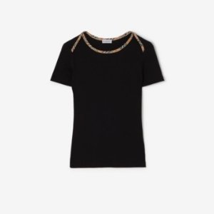 Check Trim Stretch Cotton T-shirt $390