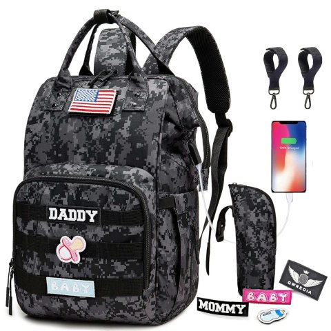 Camo Diaper Bag Backpack with USB Port