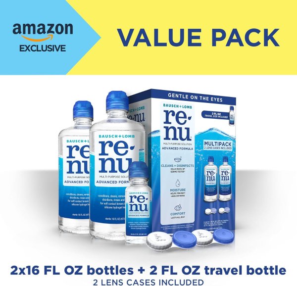 Contact Lens Solution 16oz 2-Pack + 2oz Travel Size