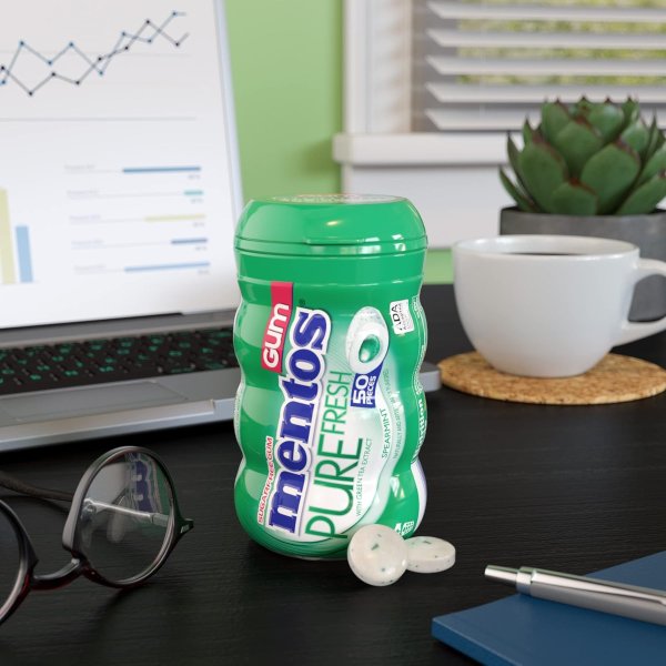 Mentos Pure Fresh Sugar Free Gum Spearmint 50 Pieces