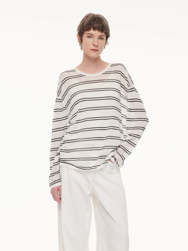 Women’s Stripe Lyocell Mulberry Silk Knit Top
