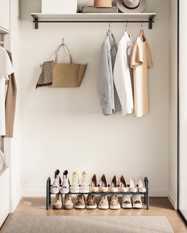 1 Tier Adjustable Metal Shoe Rack Ink Black