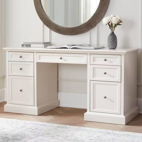 Home Decorators Royce SK19051Ar2-PW 61 in. Polar Off-White Executive Desk