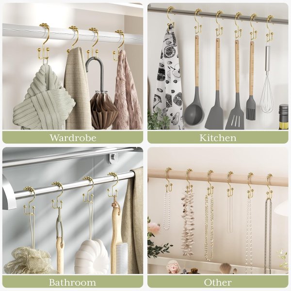 Amazer Stainless Steel Shower Curtain Hooks 12 Pack