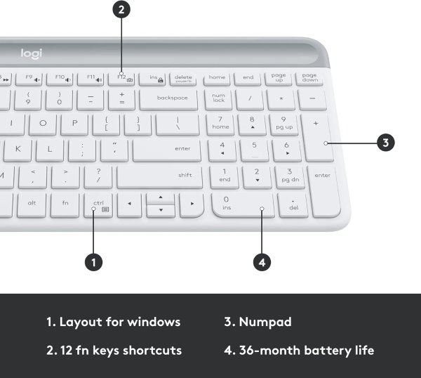 Logitech MK470 Slim Wireless Keyboard and Mouse Combo Ultra Quiet Off White