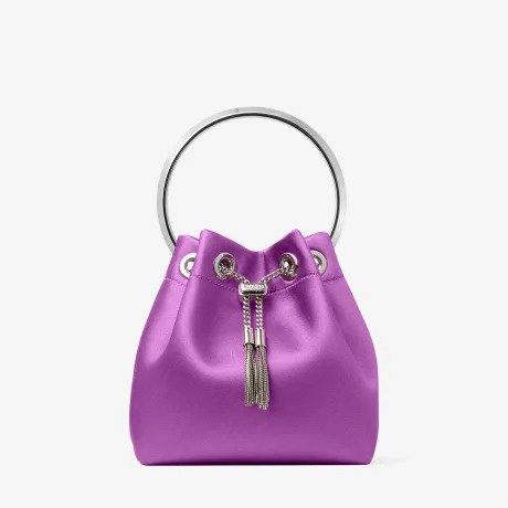  Bon Bon Violet Orchid Satin Handbag Metal Bracelet