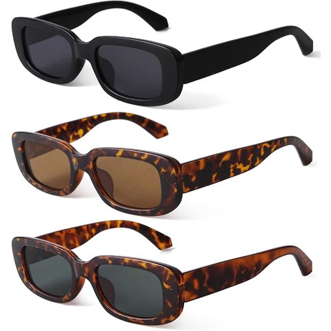 KUGUAOK Retro Rectangle Sunglasses UV Protection