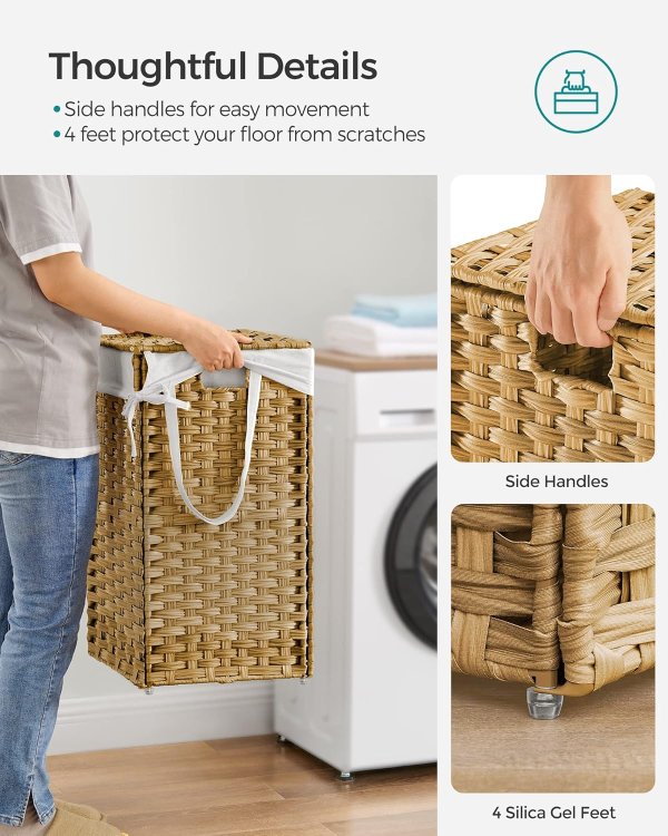 ULCB165N01 Synthetic Rattan Laundry Hamper 65L Yellow