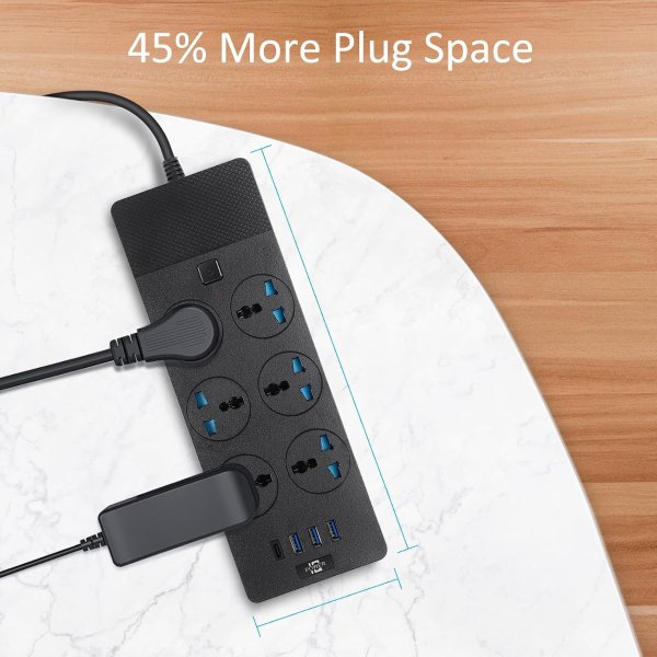 Jumpso 3000W 黑色插座带4口USB 1.8米