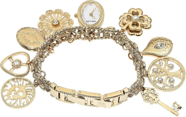 Anne Klein Women's Crystal Charm Bracelet Watch