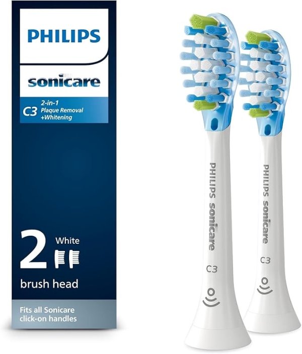 Sonicare C3 Electric Toothbrush Heads 2 Pack White