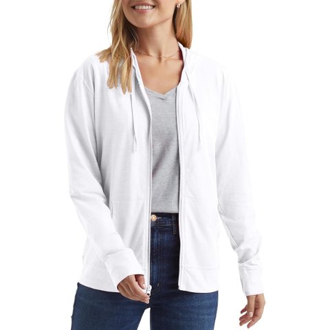 Slub Knit Cotton Zip-up Hoodie for Women