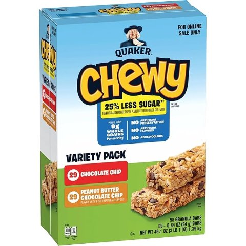  Chewy Granola Bars Less Sugar 58 Count