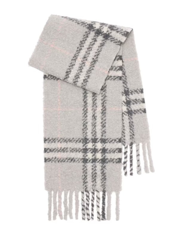 Check Alpaca-Wool Boucle Scarf