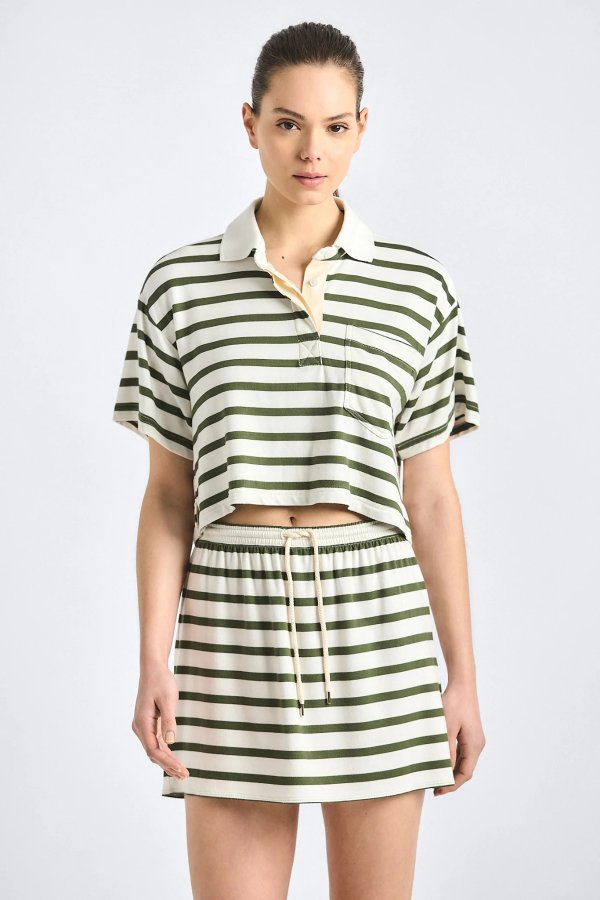 Derek Lam Melina Striped Mini Skirt White