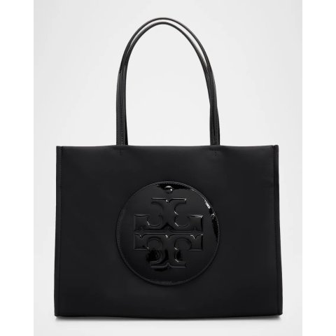 Ella 中号漆面尼龙托特包