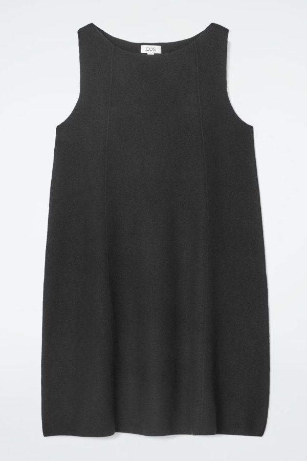 Wool Shift Dress Black