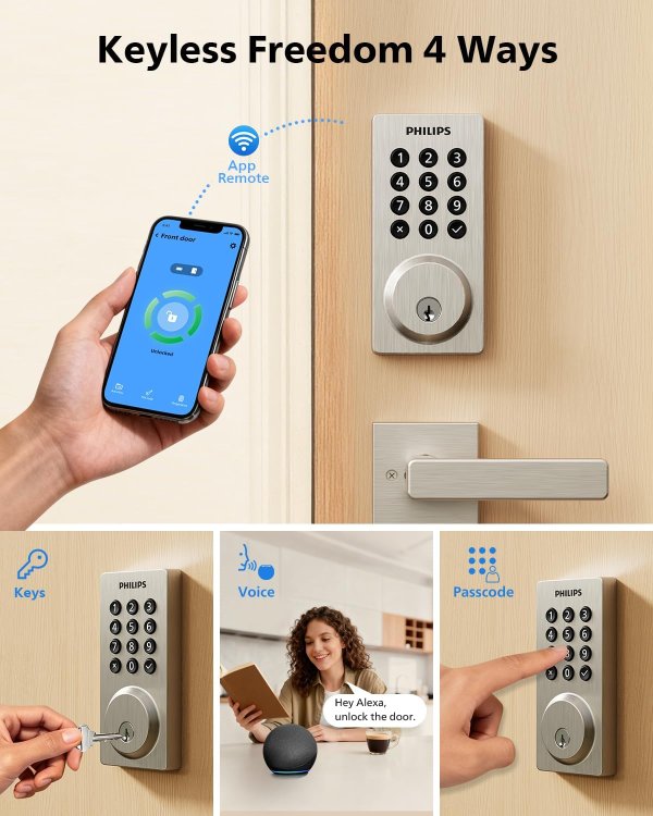 WiFi Smart Door Lock with Handle IP54 Waterproof