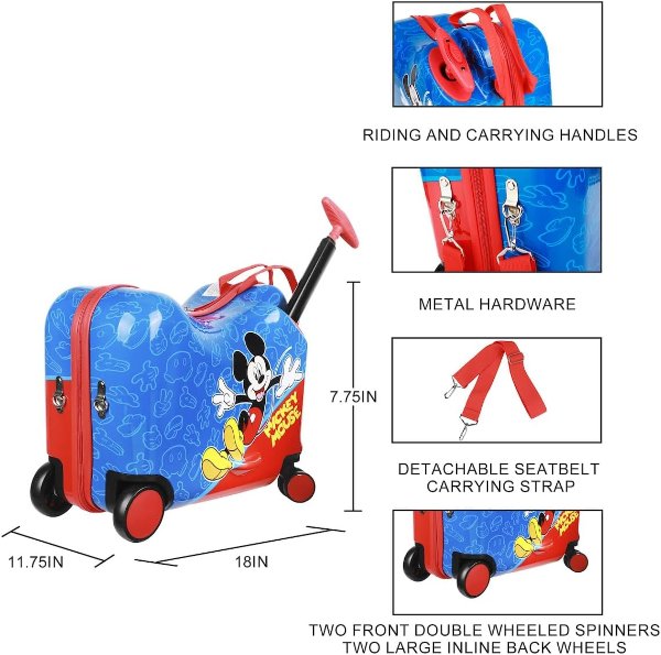 Disney Mickey Mouse 18" Toddler Ride-On Luggage