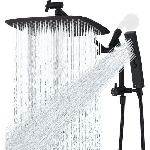 G-Promise 12 Inch All Metal Shower Head Combo Matte Black
