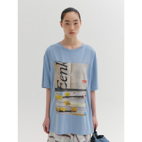 Sky Blue Graphic T-Shirt Cotton
