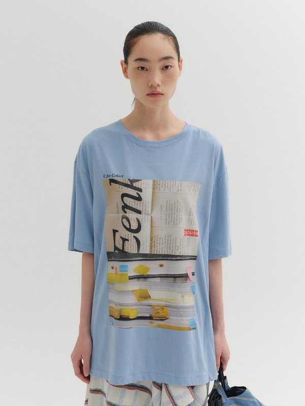 Sky Blue Graphic T-Shirt Cotton