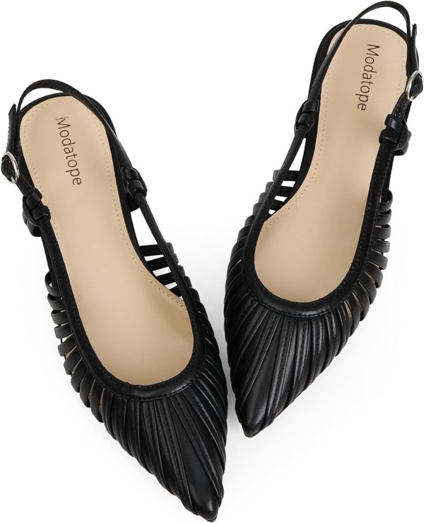 Modatope Women's Pointed Toe Slingback Flats