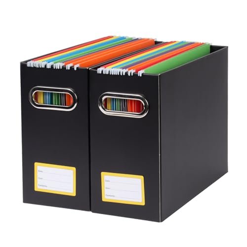 Tcbelosion Collapsible File Organizer Box Black-Yellow 2 Pack