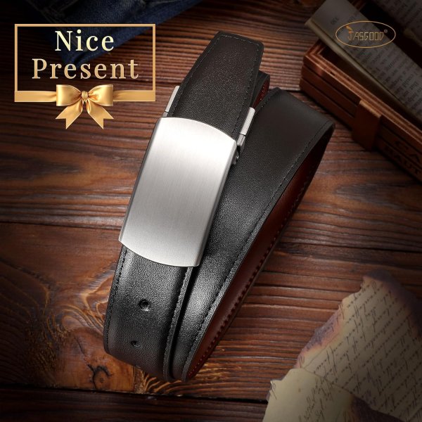 JASGOOD Men's Leather Reversible Belt 1.3 Inch